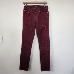PRANA Red/Burgundy Corduroy Skinny Pants - Size 4